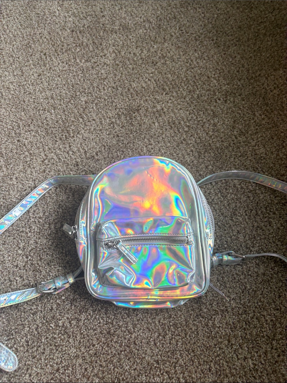 Holographic Silver Mini Backpack Purse for Women